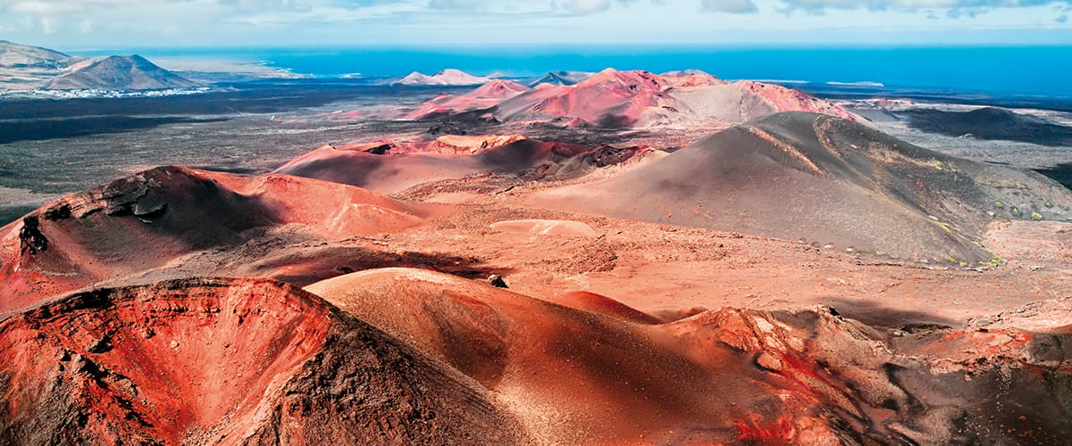 An aerial view of Timanfaya National Park, Lanzarote